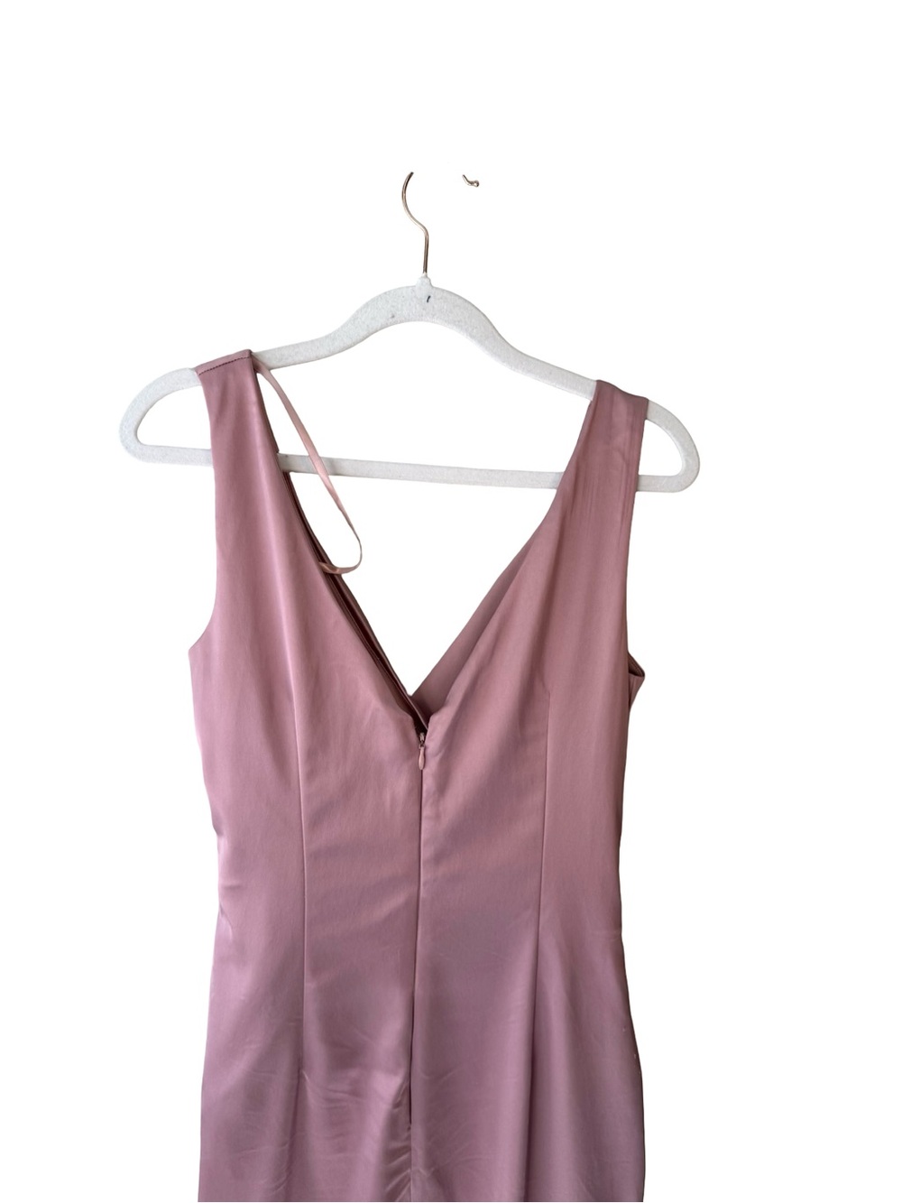Le Chateau Satin Draped Midi Dress in Dusty Rose Size M Cocktail Formal Wedding - Picture 15 of 16